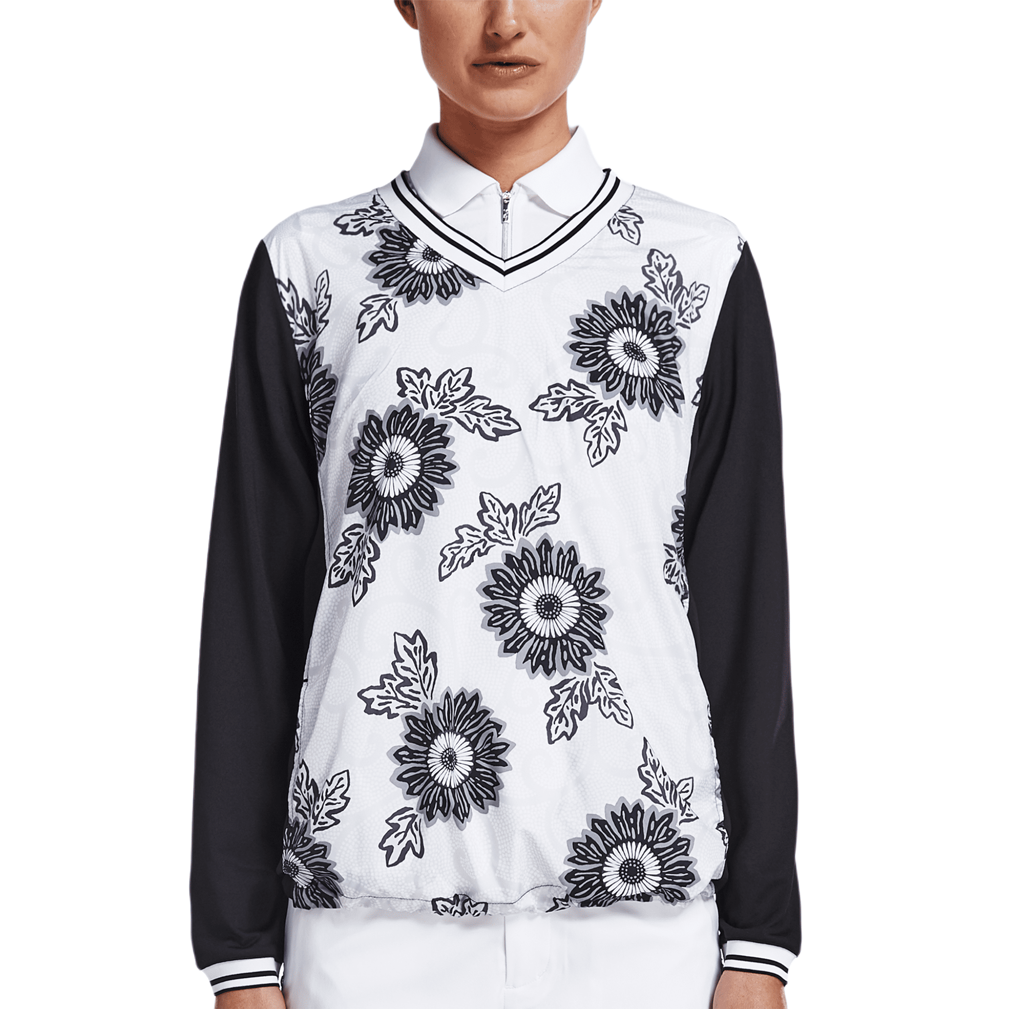 Röhnisch Pullover Swing Schwarz Massai Flower Damen