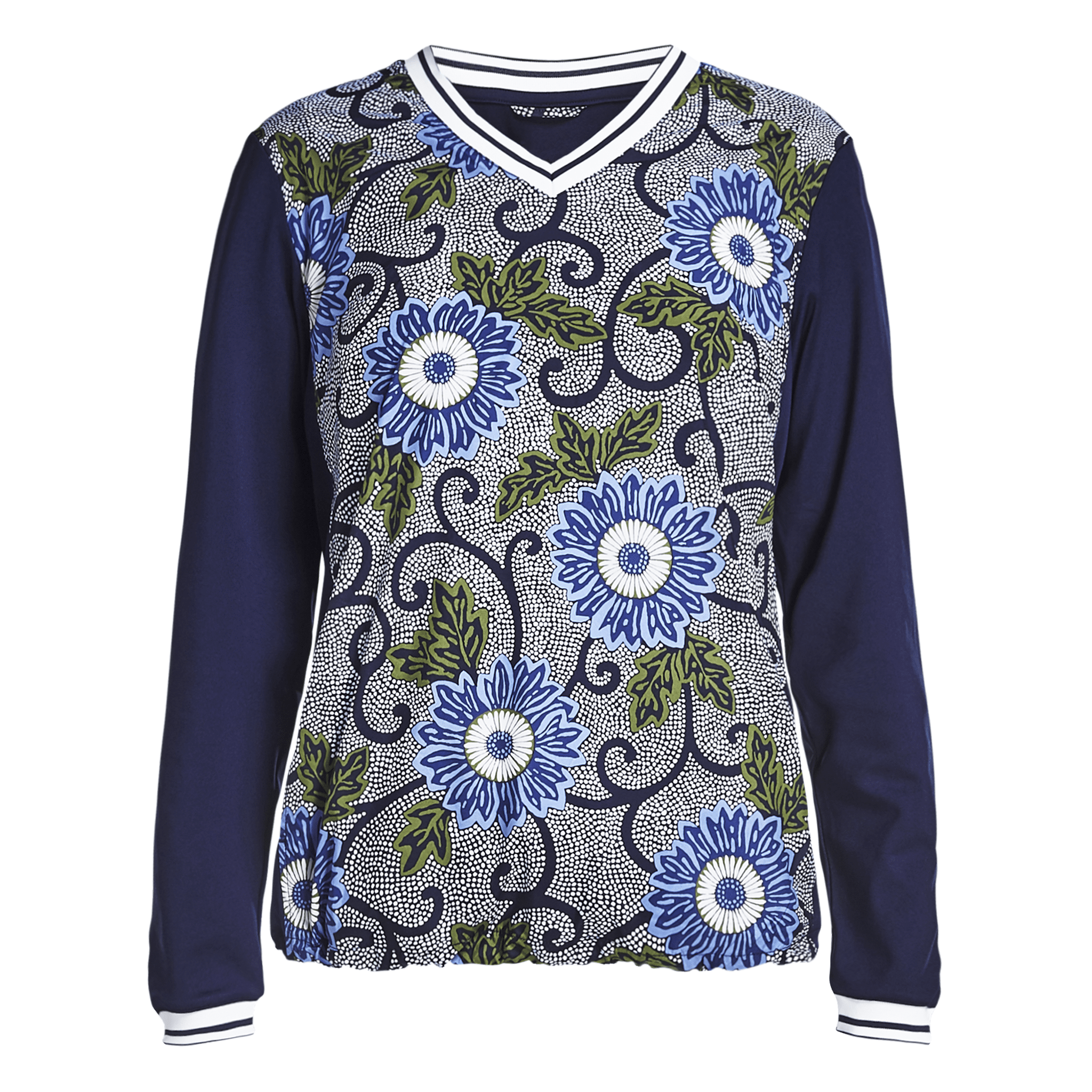 Röhnisch Pullover Swing Blau Massai Flower Damen