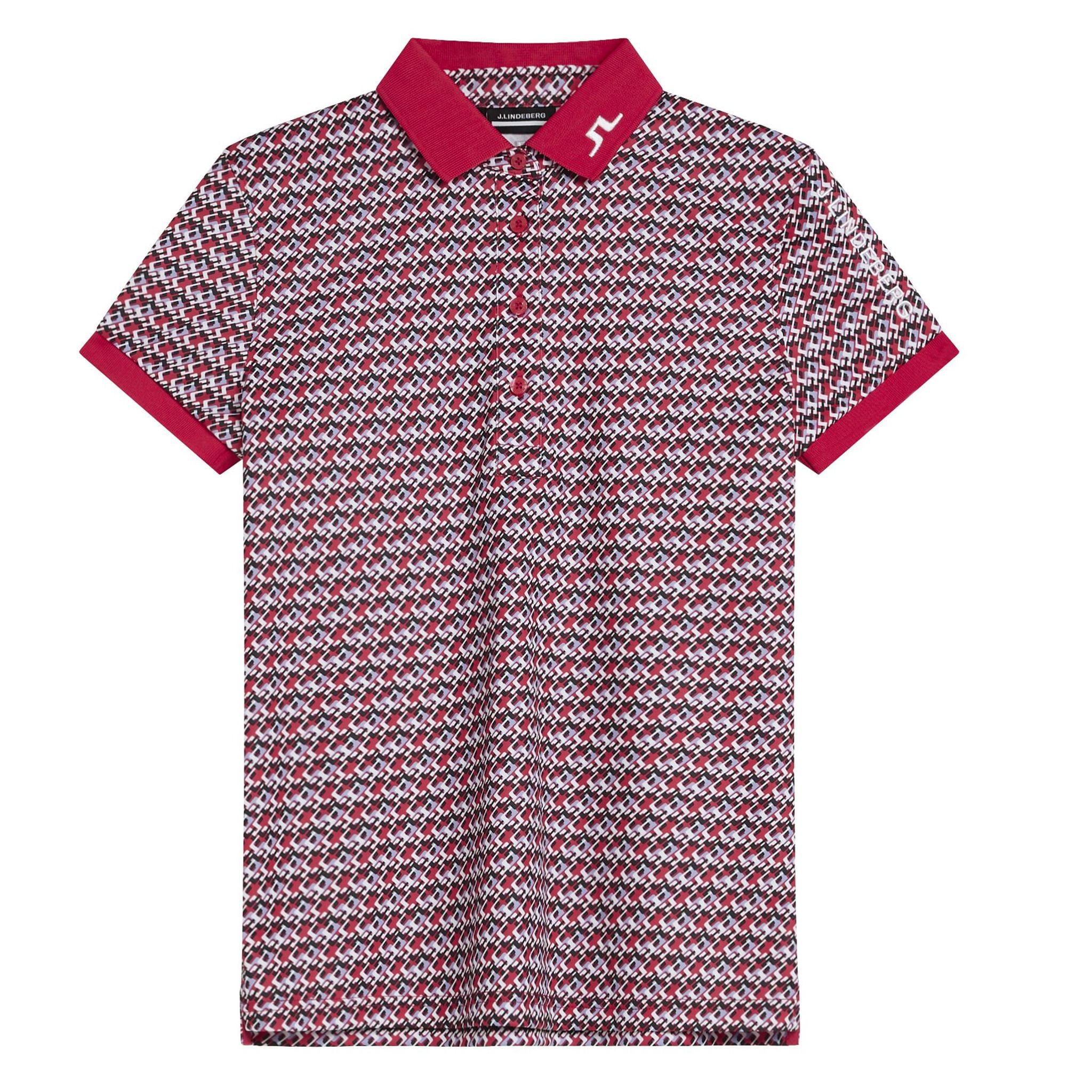 J. Lindeberg Tour Tech Print Polo Damen JLMicro Bridge Rose Red Damen