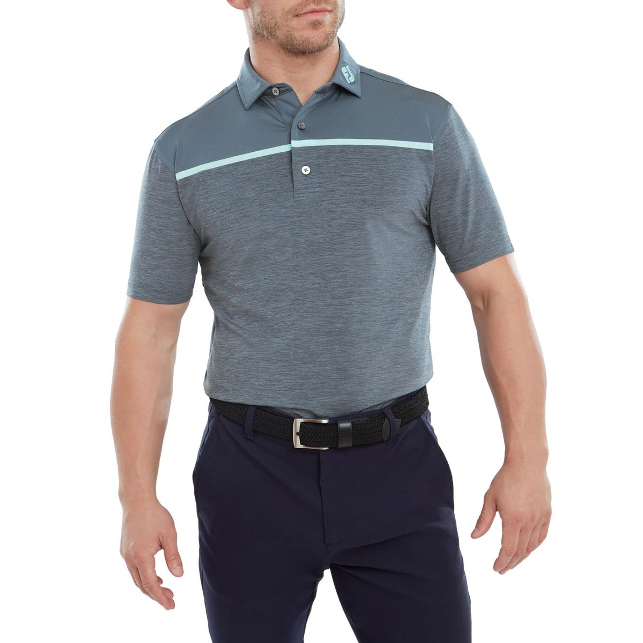 Footjoy Space Dye Block Golf Polo Lisle, Bluestone Herren Herren