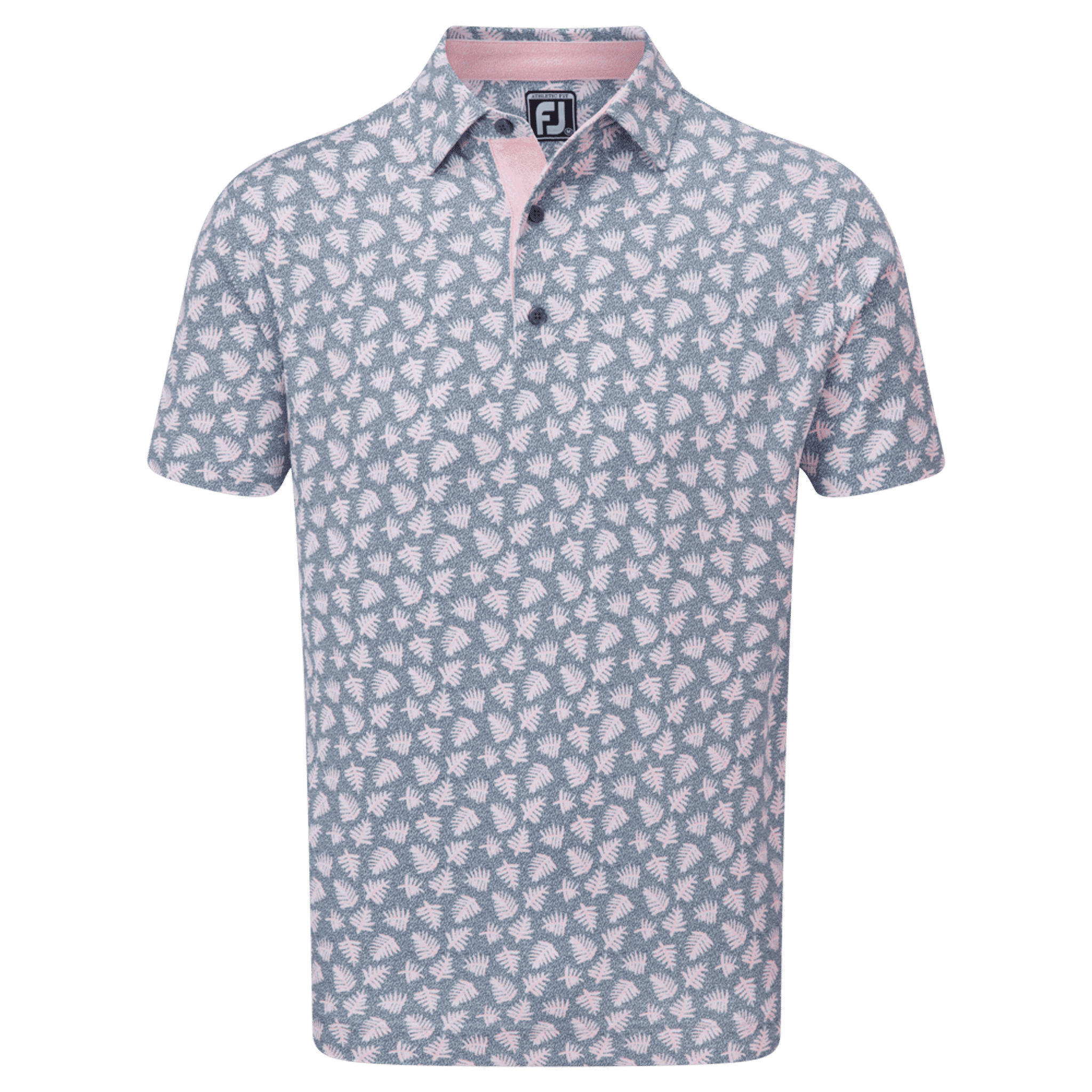 Footjoy M Polo Shadow Palm Print Pique Graphit/Quartz Pink Herren