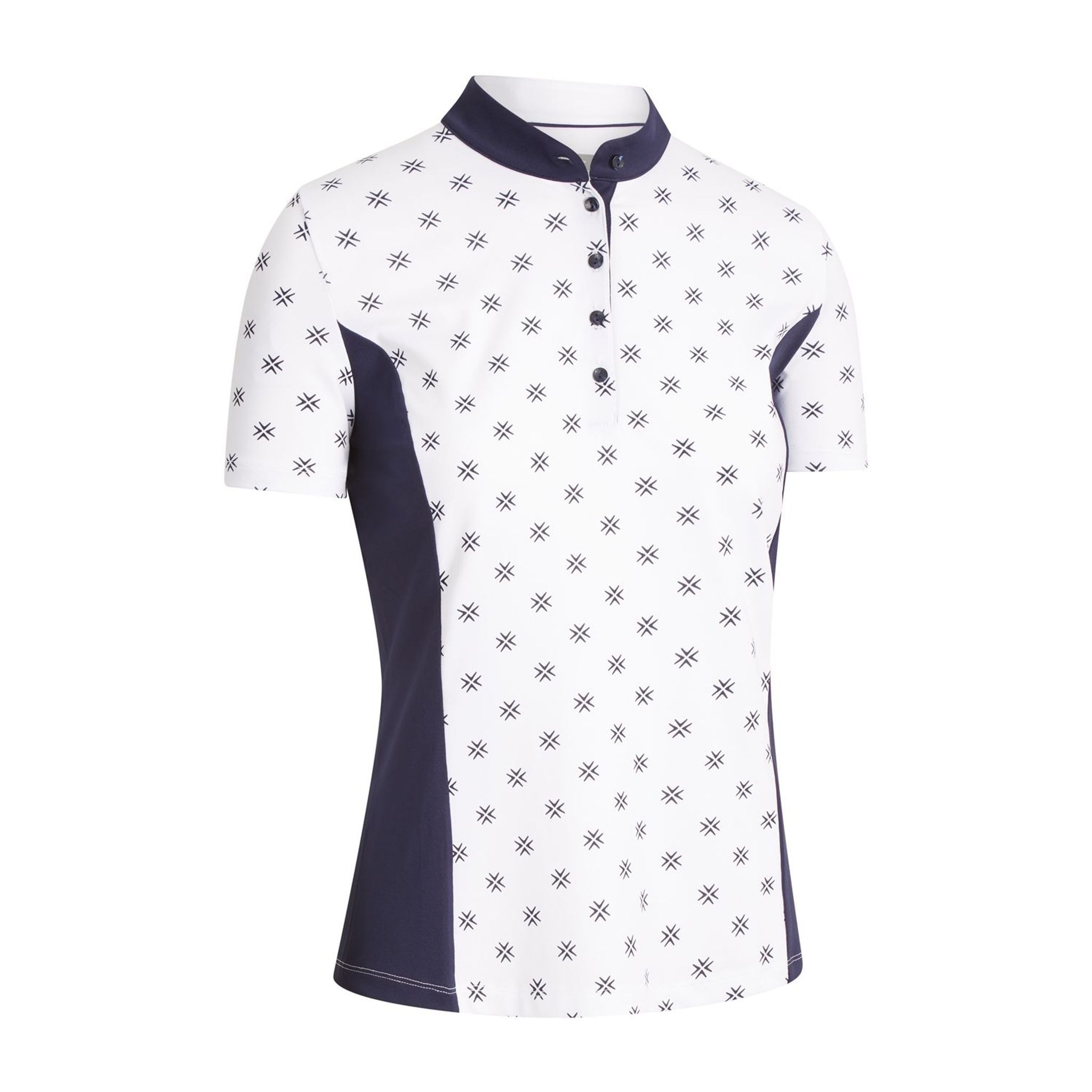 Callaway W Chev Floral Print SS Polo Brilliant White Damen