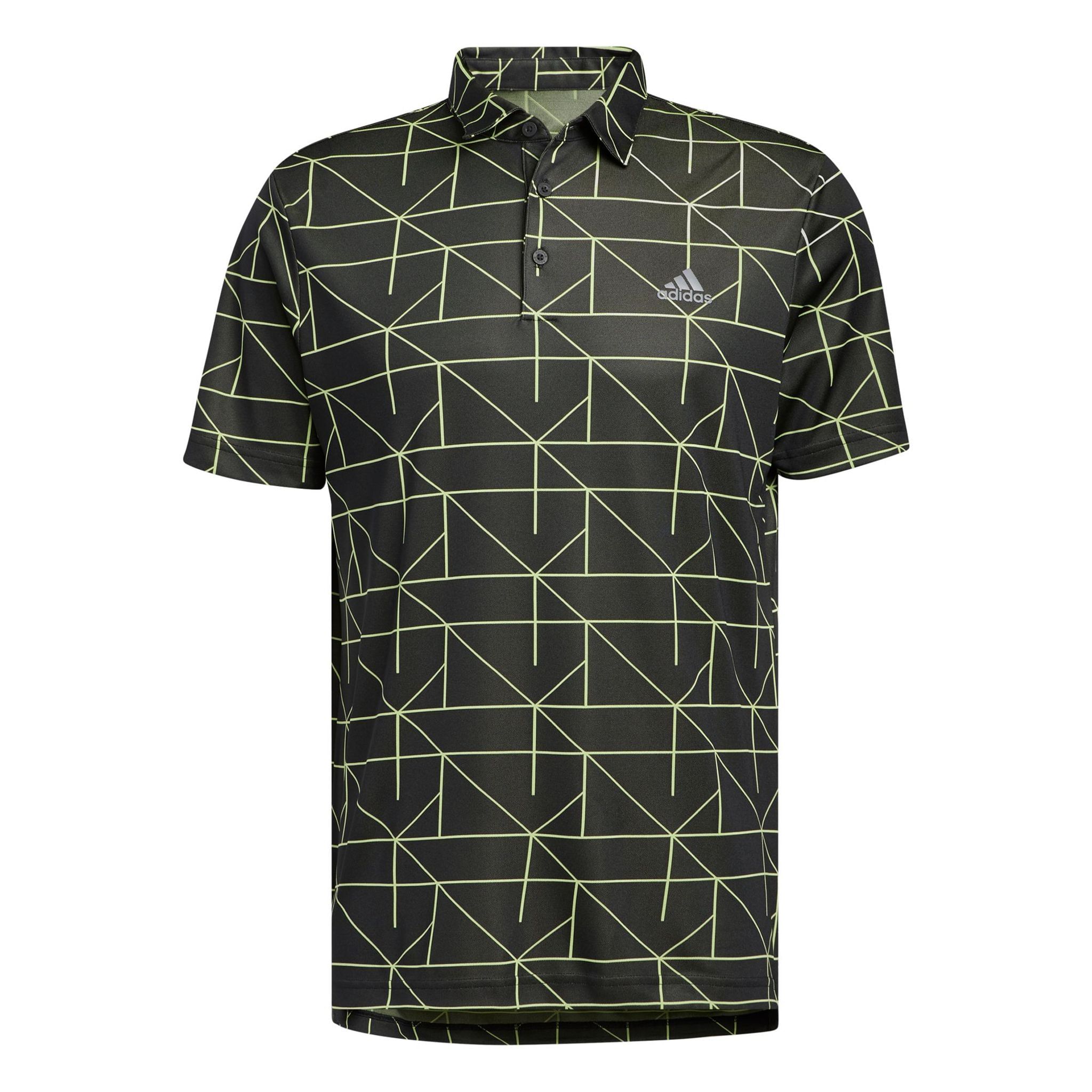 Adidas M Polo Jaquard Lines Schwarz/Pulse Lime Herren