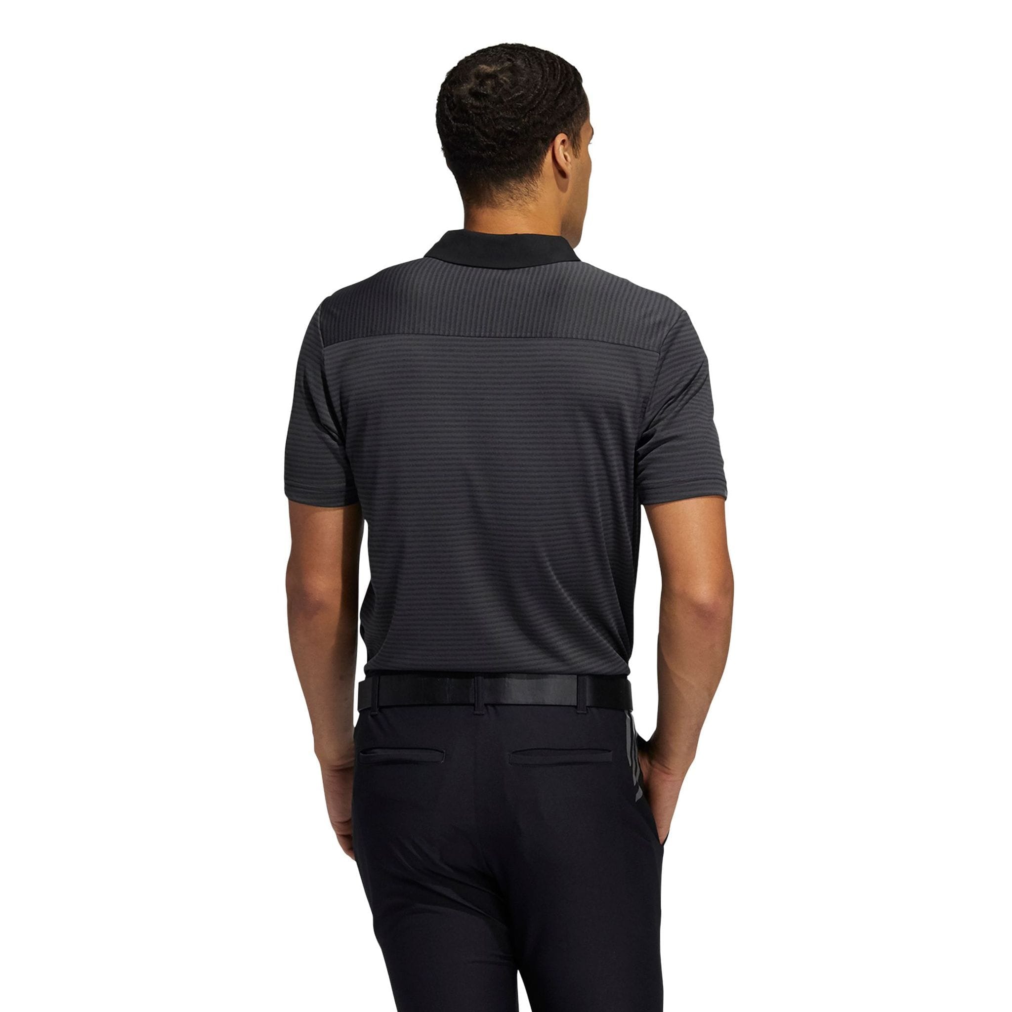 Adidas M Polo Heat Ready Microstripe Carbon Schwarz Herren