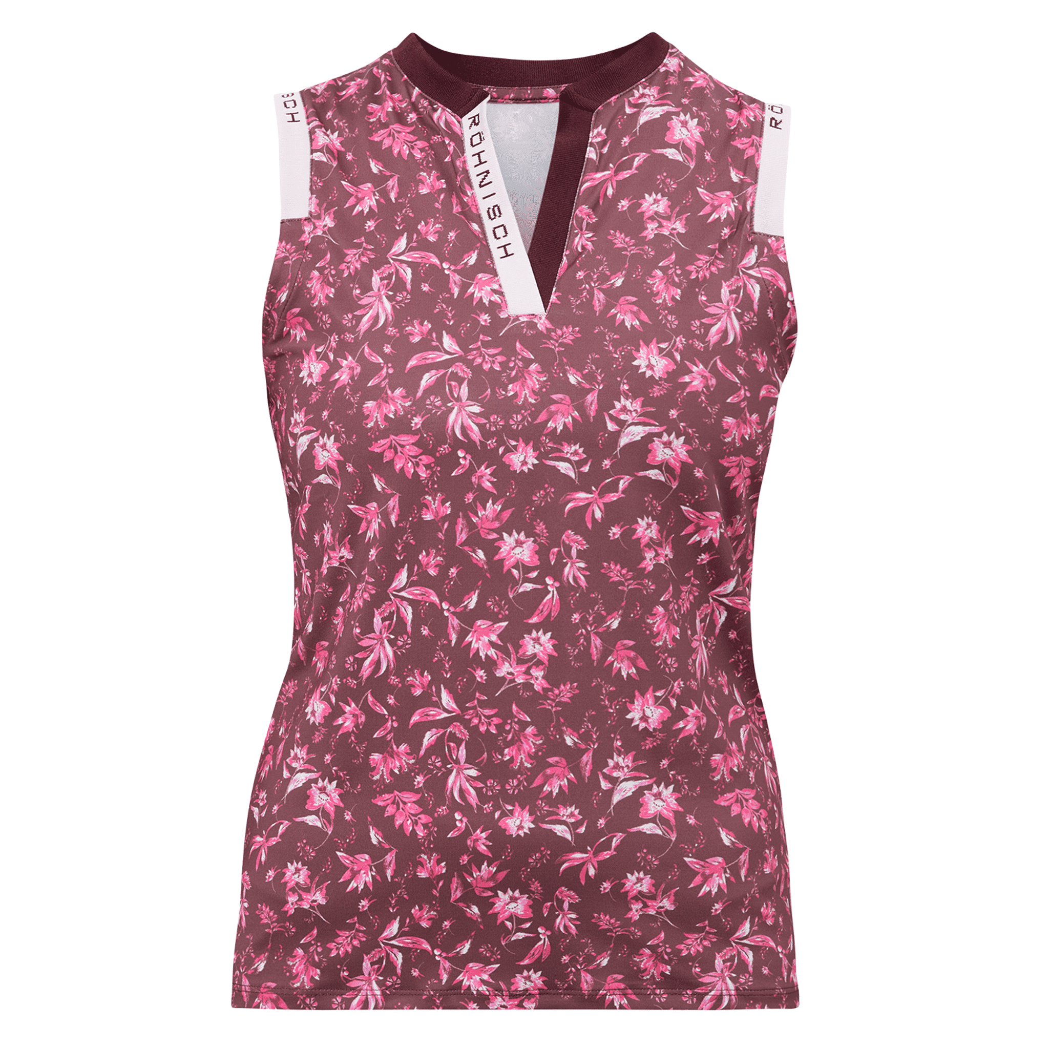 Röhnisch Abby Golf Polo Damen Neon Flower Pink Ärmellos L Damen