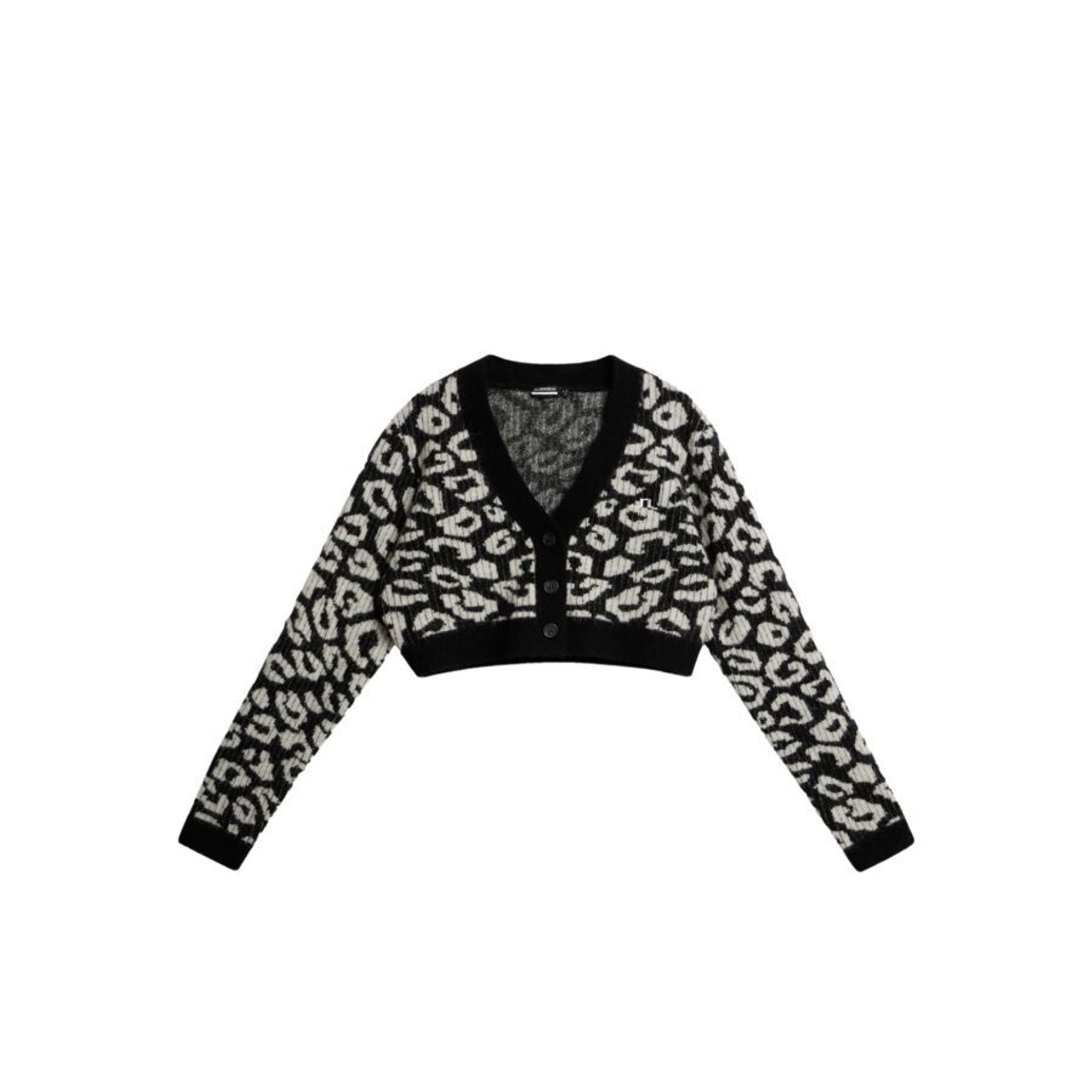 J. Lindeberg W Mallory Cropped Cardigan Leo-Print Black/White Damen